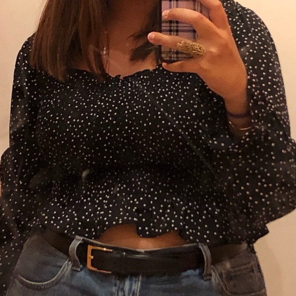 Forever 21 Polka Dot Cropped Blouse - Picture 5 of 5
